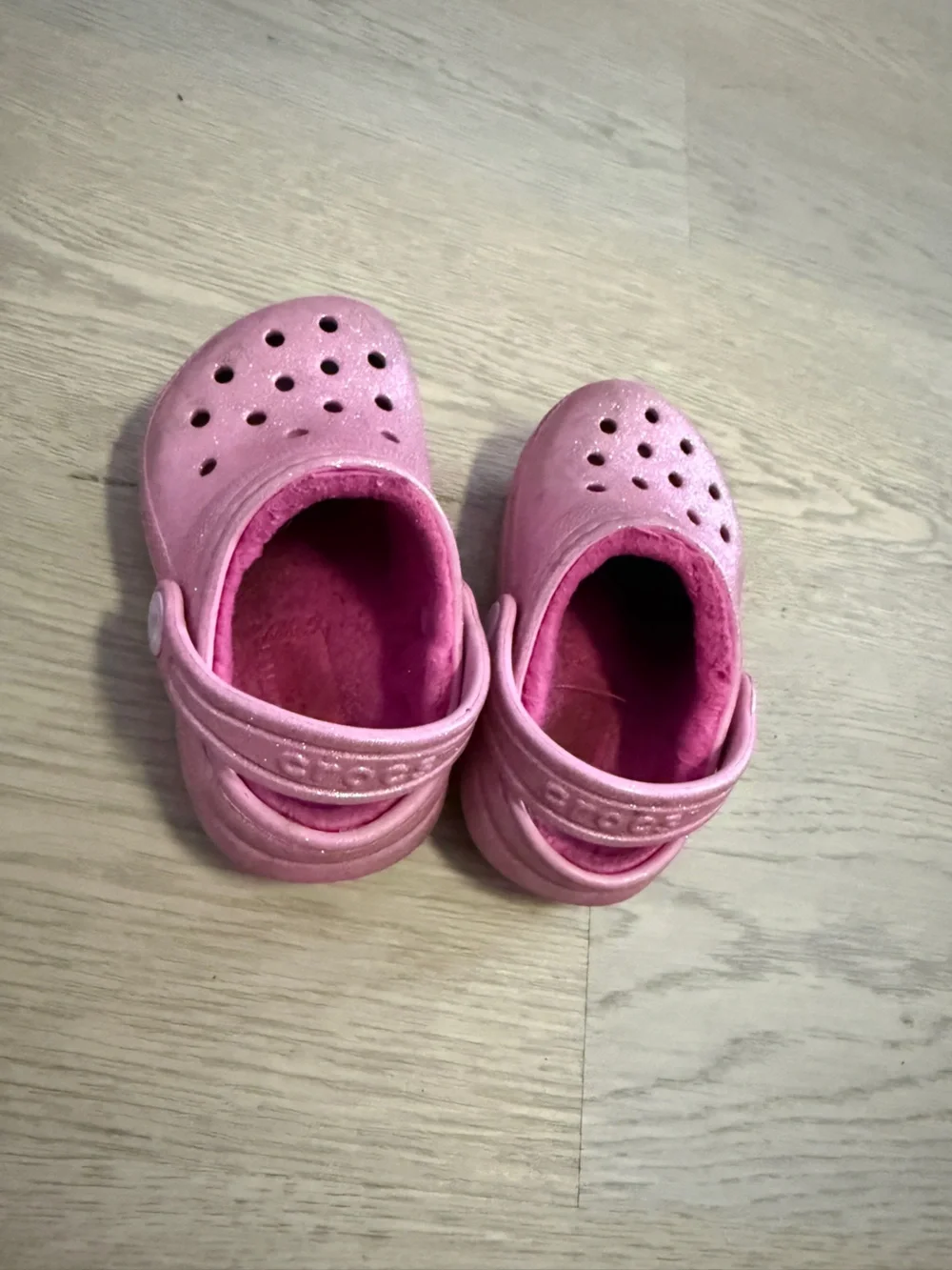 CROCS Kids Pink Fuzzy-Lined Clog Sandals